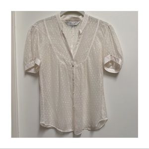 TRINA TURK Swiss Dot Cap Sleeve Blouse 6